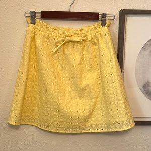 NWT Giani Bini yellow lace eyelet drawstring tie waist mini skirt size S Small